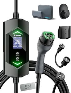 bokman Type 2 EV Charger, Mode 2 | 10A/15A Adapter | 6A-15A Adjustable Current | 5 Meter, Electric Vehicle Car Type 2 Charging Cable
