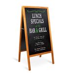 UNHO A Board Pavement Sign, Outdoor Wooden Advertising Board Magnetic Double Sided Blackboard Chalkboard Display Stand Wood Easel with 2 Cleaning Cloths Ideal for Restaurant Cafe Bar Wedding 50x100cm