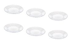 Invero Set of 6 Diamond Prism Design Plastic Dinner Party Plates - Reusable and Strong - Ideal for Serving Food or Snacks - Summer Parties, BBQs, Camping and More - Clear (26.5cm)