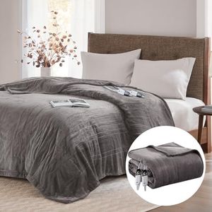 Degrees of Comfort Advanced Microplush Electric Blanket with Auto Shut Off | Preheat Setting | UL & EMF Certified Radiation Safe Cal King Grey