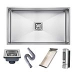 Bowls & More | Single Bowl | 27" x 18" x 10" | Handmade Kitchen Sink With Tray Basket & Soap Dispenser | 304-Grade Heavyduty Stainless Steel | Matt Finish (Silver)