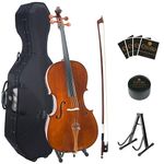 Cecilio CCO-300 Solid Wood Cello with Hard and Soft Case, Stand, Bow, Rosin, Bridge and Extra Set of Strings, Size 4/4 (Full Size)
