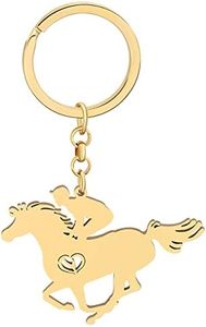 LONYOO Stainless Steel Cute Running Horse Keychain Farm Animals Keyring Horse Gifts for Girls Women Car Key Charms (Gold A)