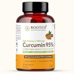 Rooted Actives Curcumin Capsules (95%) With Black Pepper Extract | For Immunity, Joints Cardio Health | 90 Veg Capsules, 500 Mg (Curcumin Capsules (95%) With Black Pepper Extract)