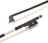 LIEKE Carbon Fiber Violin Bow 4/4 Full Size LightWeight Fiddle Bow (4/4 size, Black)