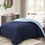 Homelike Moment Lightweight Queen Comforter - Blue Down Alternative Bedding Comforters Queen Size, All Season Duvet Insert Quilted Reversible Bed Comforter Soft Queen Full Size Navy/Light Blue