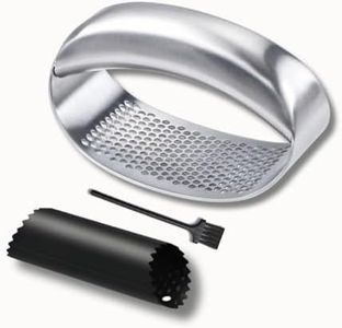 CLOVE Premium 18/8 Stainless Steel Garlic Crusher 100% Anti-Rust Solid Metal Garlic Press Rocker Dishwasher Safe with Silicone Garlic Peeler, Easy-to-Clean Ring Grater Mincer Chopper