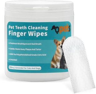 Qpets® 50 PCS Wet Wipes for Dogs, Pet Wet Wipes for Cats Dogs, Non-Woven Dog Wet Wipes for Cleaning Finger Cat Cot Grooming Wipes Suit for Pet Daily Teeth & Paw Care Cleaning Wipes