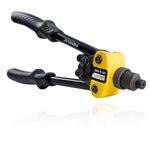 Homdum 12 inch Double Handle Arm Rivet Gun 300 mm non Slip heavy duty Hand Pull pop Riveter Nail Gun for Blind Rivet with 4 different size nozzles