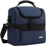 MIER Adult Lunch Box Insulated Lunch Bag Large Cooler Tote Bag for Men Women to Work Travel Daytrip, Double Deck Cooler (Navy, Large)