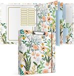 Rouidr 3 Ring Binder with clipboard, 1 inch Binder Organizer, 8.5" x 11" Letter Size View Binders with Dividers Tabs & Clear Sleeves, School Supplies, Office Supplies, Portfolio Binder, Cute Flower