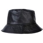 ZLYC Unisex Fashion Bucket Hat PU Leather Rain Hat Waterproof Fishmen Cap (Black)