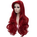 TANTAKO Women Long Red Wig Synthetic Cosplay Heat Resistant Wavy Red Halloween Costume Wig