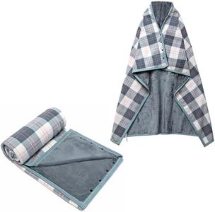 forestfish Fleece Wearable Blanket Oversized, Comfy Lightweight Lap Blanket Poncho Throw With Buttons, 63“x 55”