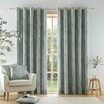 Catherine Lansfield Alder Trees Cotton 66x90 Inch Lined Eyelet Curtains Two Panels Sage Green