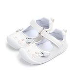 LACOFIA Baby Girls Mary Jane Flats Infant Anti-Slip First Walking Shoes, 5.5 UK Child, B White