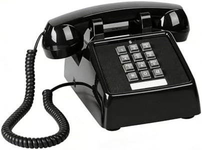 Sangyn Classic Vintage Cord Phones for Landline Old Telephone with Mechanical Ringer Volume Control Retro Analog Desk Phone for Home House School, Black
