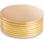 DEAYOU 8-Pack Cake Board Drum 12 Inch, Gold Round Cake Drums, 1/2" Thick, Seamless Greaseproof Foil Cake Cardboard Circles for Heavy or Multi-Layer Cakes, Pastry, Display, Smooth Fully Wrapped Edges