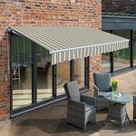 Primrose 2.5m Manual Awning - Multi Stripe Mayfair DIY Patio Awning Gazebo Canopy (8ft 2") Complete with Fittings and Winder Handle