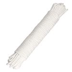 KINGLAKE White Nylon Rope 6mm,30m Braided Nylon Cord Hanging Rope String Strong Traction Tying Rope for Camping, Survival, Gardening, Bundling, Workshop, Outdoor Multipurpose Utility Rope