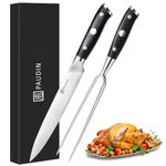 Carving Knife Set, PAUDIN German Steel Turkey Carving Knife and Fork Set, BBQ Knife Set with Ergonomic Handle, Full Tang Carving Knife for Meat, Brisket