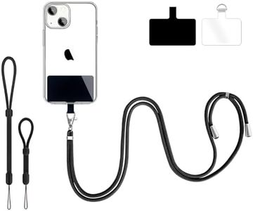 BFSD·DM Universal Cell Phone Lanyard,Crossbody Lanyard with Adjustable Nylon Neck Strap,Compatible with Every Mobile Phone(Black)