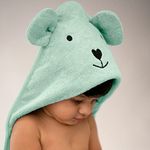 THEONI - Hooded Bamboo Towel | Cotton Towel for Kids | 400 GMS, 85x85 cm | Breathable & Ultra Soft | Super Absorbent Skin Friendly | Newborn, Kids,Infants and Toddler - Mint Green/Green Colour