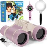 Binoculars for Kids, Kids Binoculars Toys for 3 4 5 6 7 8 Years Boys and Girls, Set with Magnifying Glass & Compass - Birthday Gifts Outdoor Toy for Kid Ages 3-8 Toddler Camping