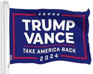 G128 Trump Vance 2024 Election Take America Back Blue Flag | 3x5 Ft | LiteWeave Pro Series Printed 150D Polyester | Election Flag, Indoor/Outdoor