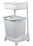 2 Tier Plastic Laundry Basket with Wheels