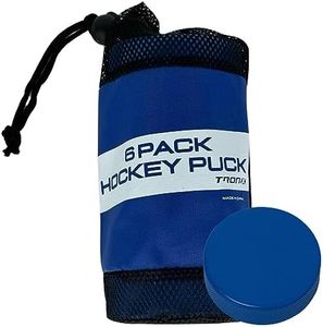 TronX Youth Mite Ice Hockey Pucks - Blue 4oz Puck Kids Lightweight with Mesh Carrying Bag, Great for Stick Handling & Training Drills (Blue 6-Pack)