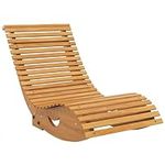 Outsunny Garden Rocking Chair with Slatted Seat and High Back, Outdoor Wooden Chair with S Shape, Patio Rocker Chair, for Balcony, Outdoor, Garden, Teak