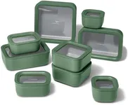 Caraway 22pc Glass Food Storage Set - Storage Containers for Food - Non-Toxic Ceramic-Coated Glass - Air Release Technology - Compact & Stackable Design - Sage