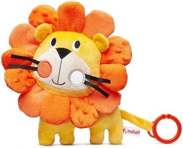 Funstuff Roary the Lion Crinkle Toy for Baby - Sensory Tummy Time Toys - Plush Stuffed Animal with Teething Toy Chew Ring