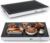 COSTWAY Large Food Warming Tray, Adjustable Temperature Electric Buffet Server Food Warmer with Cool-Touch Handle & Non-Slip Feet, Stainless Steel Dish Hot Plate for Table Countertop (56.5x37x6.5cm)