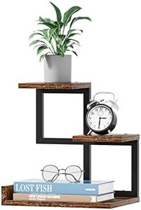 Gannyfer Wood Desktop Shelf - Freestanding Small Bookshelf Desk Supplies Organizers, 3 Tier Storage Display Rack Office Decor, Stand Shelves with Metal Frame for Books/Plants/Toys