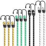 Kiprim Mixed Sizes Heavy Duty Bungee Cords with Hooks 10 Pack for Furniture Protection, Hand Truck, Camping, Motorcycle