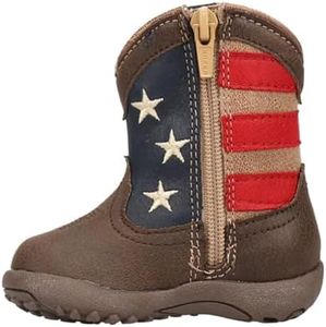 Roper Kids’ American Patriot Boot – American Square Toe Boots, Youth Western Boot, Faux Leather TPR Outsole & Padded Sock Insole, Brown, 2 Infant