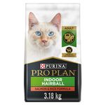 Purina Pro Plan Dry Cat Food, Specialized Indoor Hairball Salmon & Rice - 3.18 kg Bag (1 Pack)