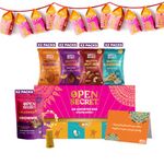 Open Secret Diwali Gifts | Combo of 15 | Diwali Hamper, Diwali Gift Hamper, Diwali Gifts for Family & Friends, Corporate Gifts for Employees for Diwali, Dry Fruits, Cookies, Brownie, Card & Lantern