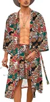 COOFANDY Men Japanese Kimono Mens Summer Robes Shorts And Crop Top Set Men's Cover Up Drape Cape Lightweight Robes