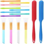 FEPITO Silicone Stir Sticks Kit Includes 9 Pcs Silicone Stir Sticks 4 Pcs Silicone Epoxy Brushes 2 Pcs Silicone Spatula for Mixing Resin, Paint, Epoxy, DIY Crafts