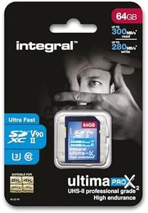 Integral Carte 64GB UHS-II V90 Jusqu'à 300MB/s en Lecture et 280MB/s en écriture Carte mémoire SDHC Professionnelle Haute Vitesse