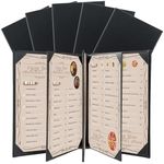 FLKQC Menu Covers 8.5" x 11" | Restaurant Menu Holders Menu Sleeves Synthetic Leather Double Fold Panels Menu Cover 8 View Black Menu Folder for Wine List, Drinks (5, 8.5" x 11")