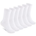 Auranso Boys Crew Socks 6 Pairs Kids Girls Cushion Athletic Ankle Socks 7-10 Years