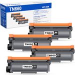 (4-Black) TN660 Toner Cartridge Replacement for Brother TN660 TN630 TN-660 TN-630 Work with DCP-L2520DW DCP-L2540DW HL-L2320D HL-L2360DW HL-L2380DW MFC-L2700DW MFC-L2720DW Printer Toner