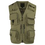 YOUTHUP Men's Outdoor Safari Outwear Gilet Hunting Hiking Fishing Multi Pocket Cargo Vest Quick Dry Photography Mesh Waistcoat Top