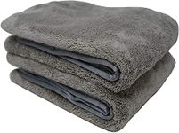 Auto Hub Heavy Microfiber Cloth for Car Cleaning and Detailing, Double Sided, Extra Thick Plush Microfiber Towel Lint-Free, 600 GSM (Size 40cm x 40cm)/Pack of 2, Color:- Grey