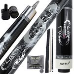 CUEELF 58” 2-Piece Pool Cue Stick-Hardwood Maple Pool Cue Billiard Table Stick 13mm Tip Black Scorpion 19.5Oz