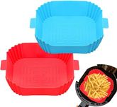 SAMEZONE 2Pcs Square Silicone Air Fryer Liners Air Fryer Silicone Reusable Liners Food Safe Air Fryers Oven Accessories, Flammable Parchment Liner Paper Silicon Baking Tray Pots Multicolor (Square, 2)